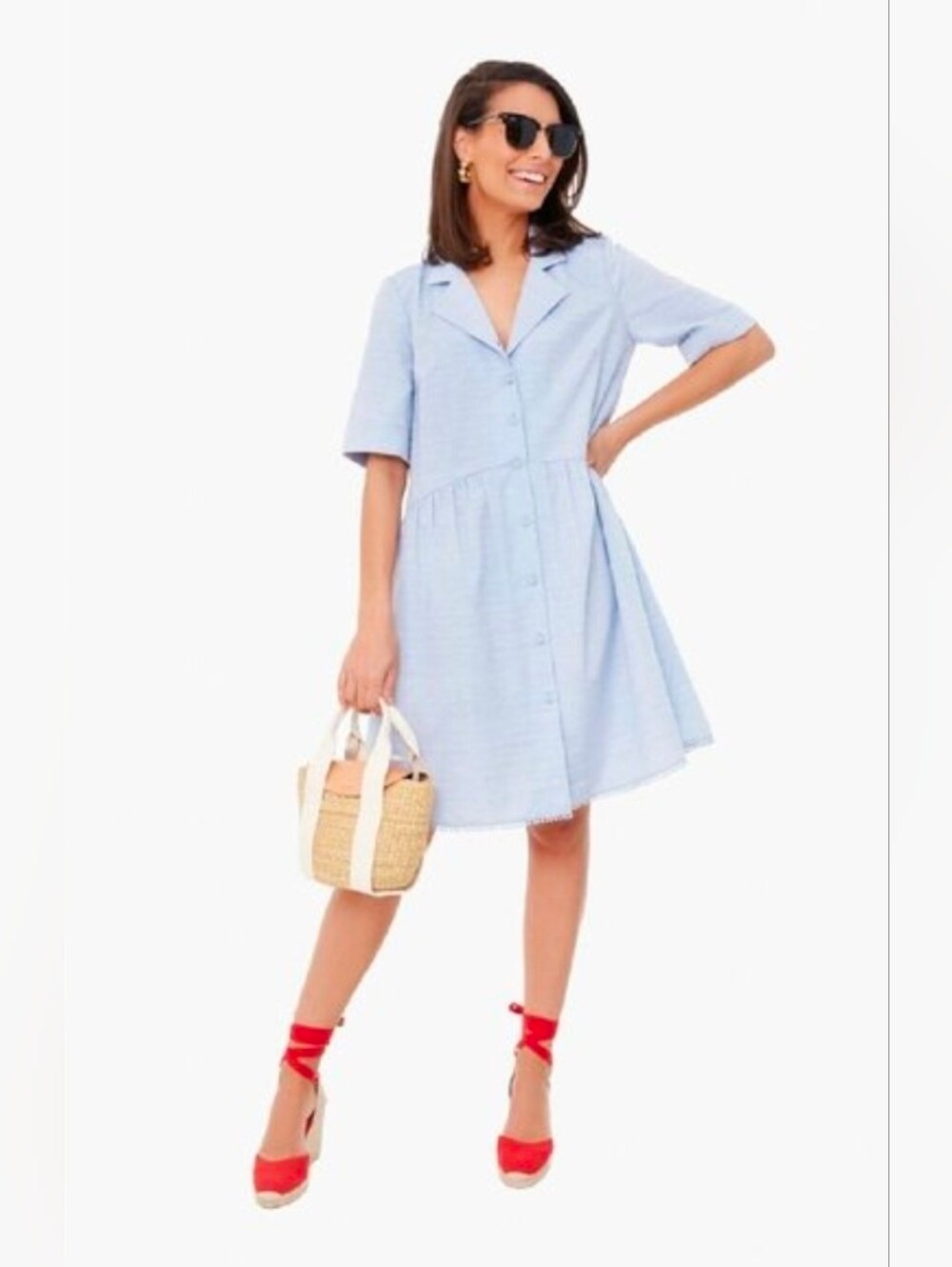 Tuckernuck Swiss Dot Royal Shirt Dress Size XL